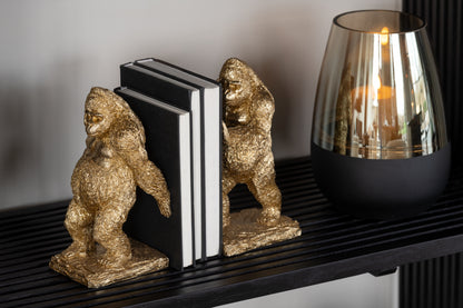 J-Line Gold Resin Gorilla Bookends Set of 2