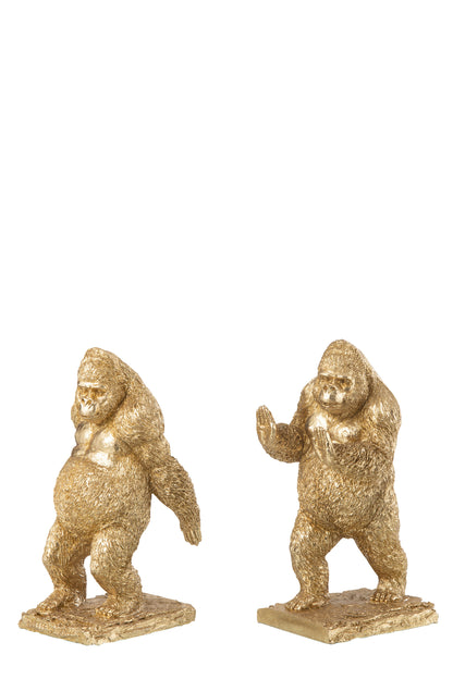 J-Line Gold Resin Gorilla Bookends Set of 2