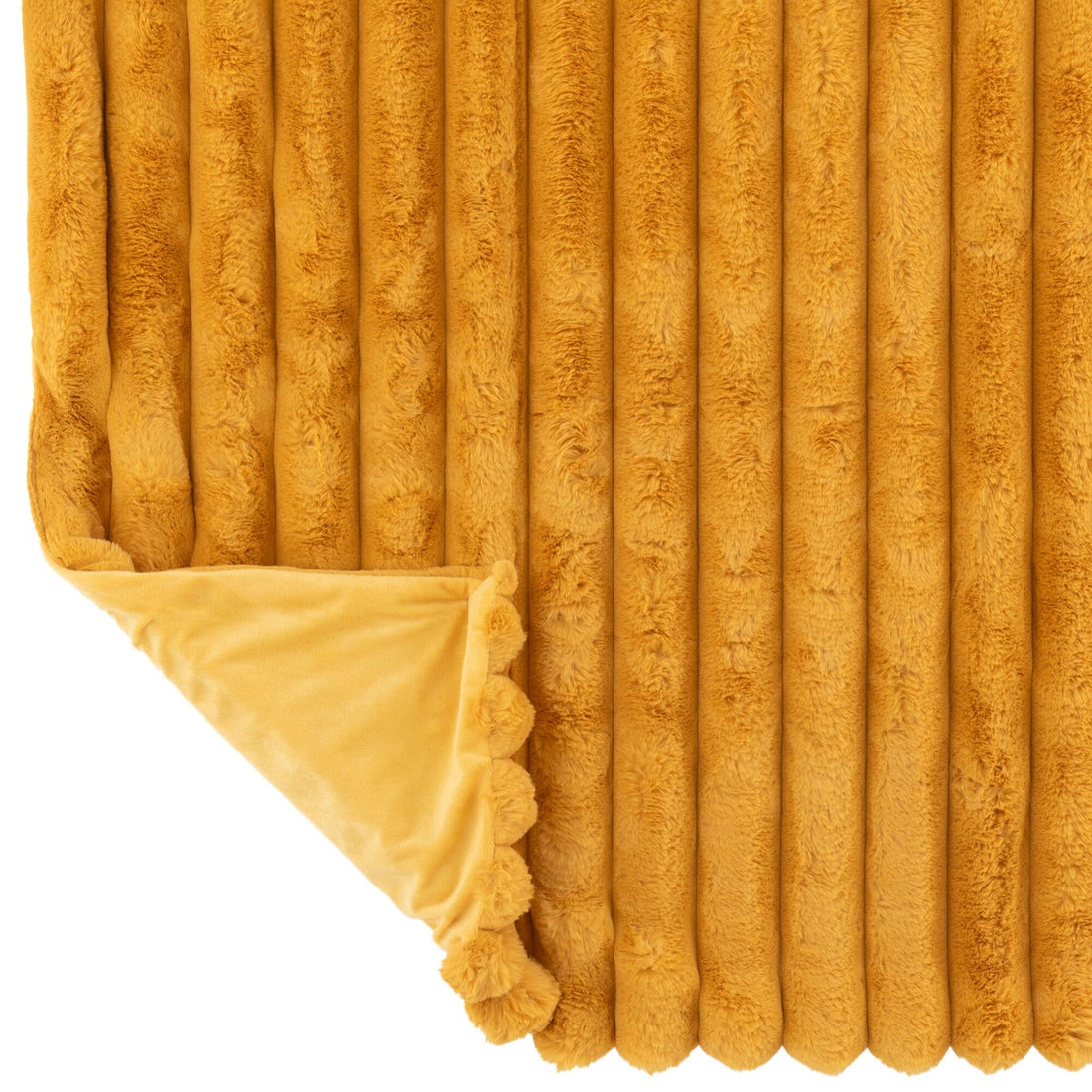 Large Corduroy Polyester Throw 180cmx130cm Ochre J-line