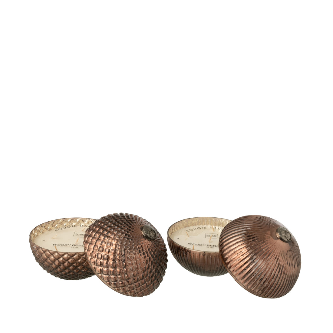 J-Line Large Set of 2 Brown Glass Christmas Bauble Scented Candles
