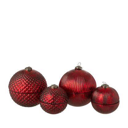Scented Candle Christmas Bauble Glass Christmas Red Large Set of 2 J-Line