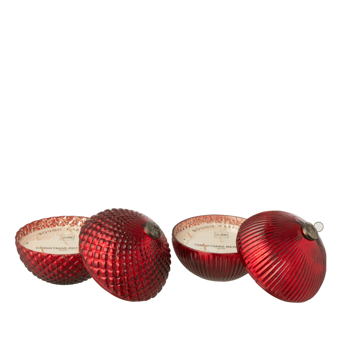 Scented Candle Christmas Bauble Glass Christmas Red Large Set of 2 J-Line