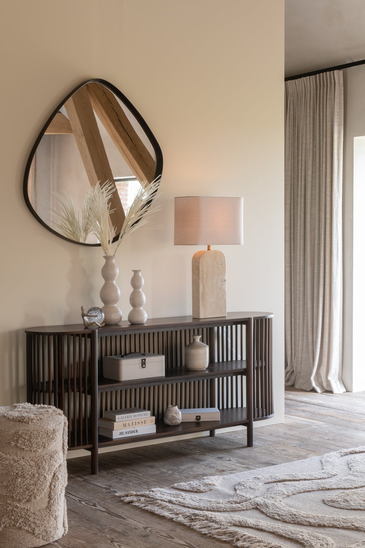 Wall Mirror Abstract Mirror/MDF Dark Brown Large