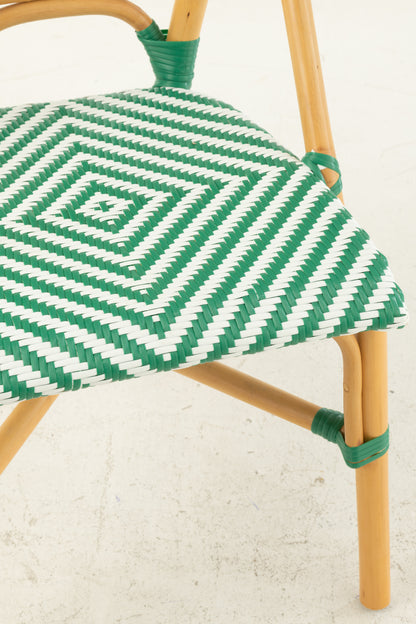 Chair Rattan Dark Green/White J-Line