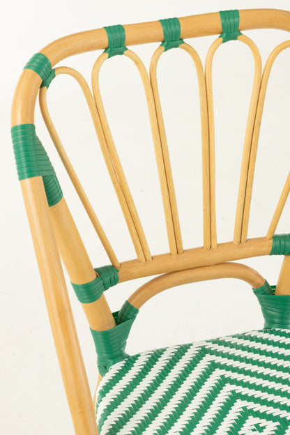 Chair Rattan Dark Green/White J-Line