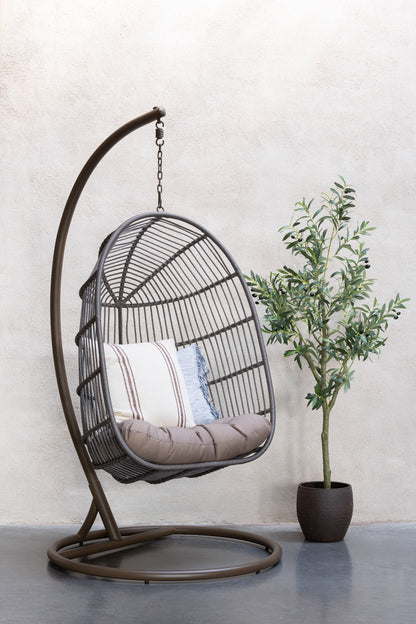 Hanging Chair + Cushion Egga Metal/Rope Brown J-Line