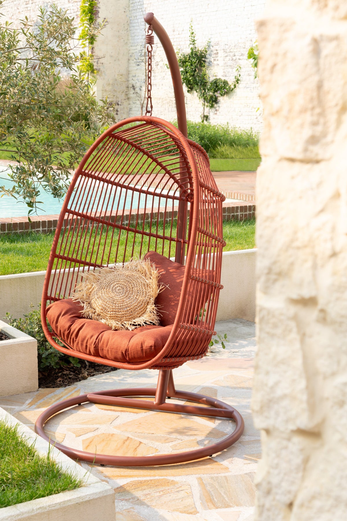 Egga Metal/Rope Hanging Chair Red J-Line