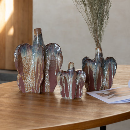 Naga Ceramic Vase Rust Brown Medium 18.5x18x20.5cm J-Line