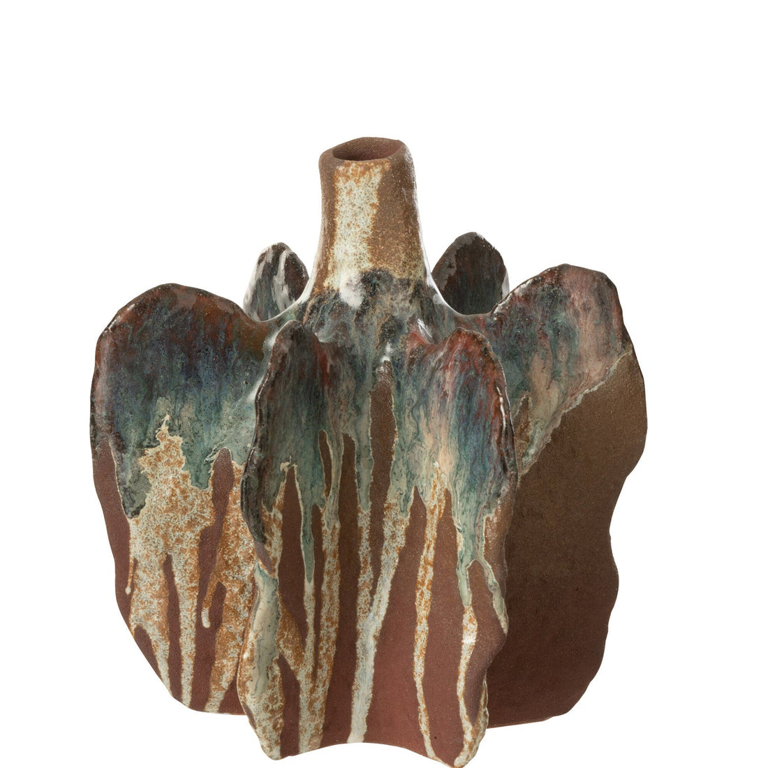 Naga Ceramic Vase Rust Brown Medium 18.5x18x20.5cm J-Line
