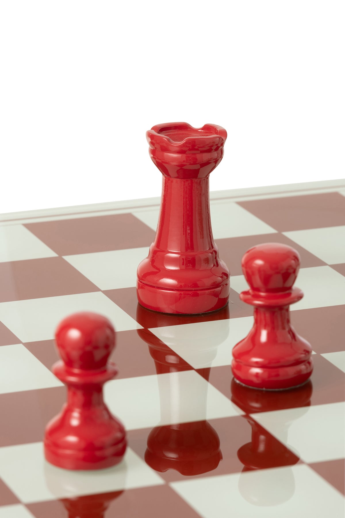 Chess Set Polyresin White/Christmas Red J-Line