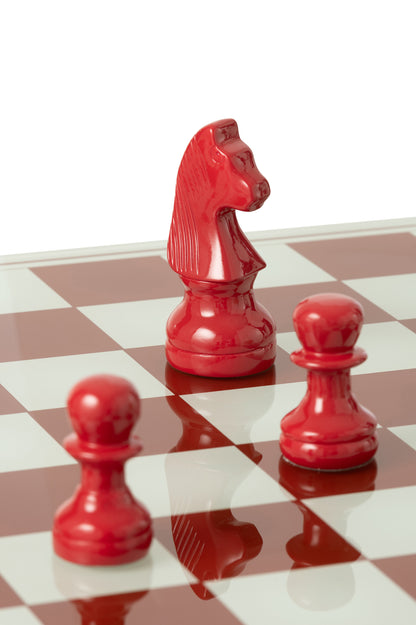 Chess Set Polyresin White/Christmas Red J-Line