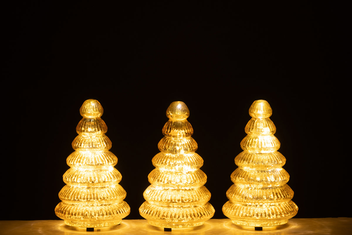 Boom LED Ribbed Glass Gold-Colored Set of 3 J-Line