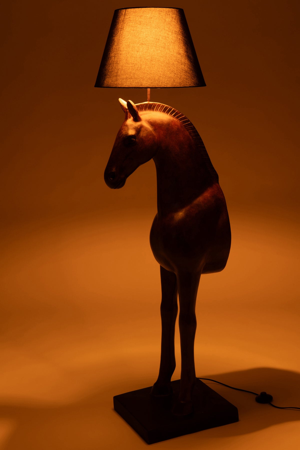 Floor Lamp Horse Front Dark Brown Polyresin J-Line