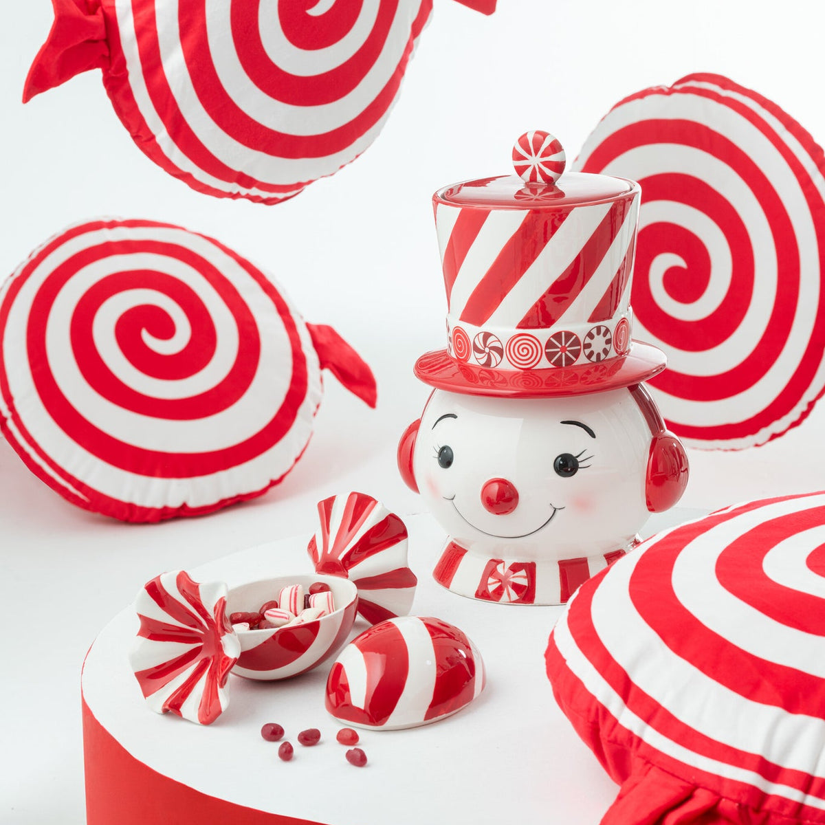 Clearance Decorative Snowman + Hat Dolomite Christmas Red/White J-Line