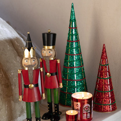 Cone Iron/Beads Christmas Red Set of 2 J-Line