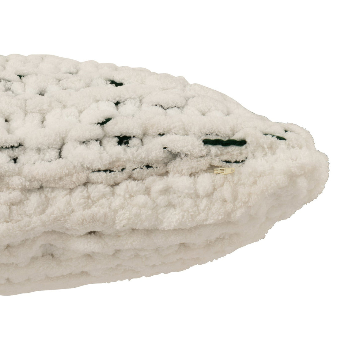 Cushion Gebreeën Polyester White/Dark Green J-Line