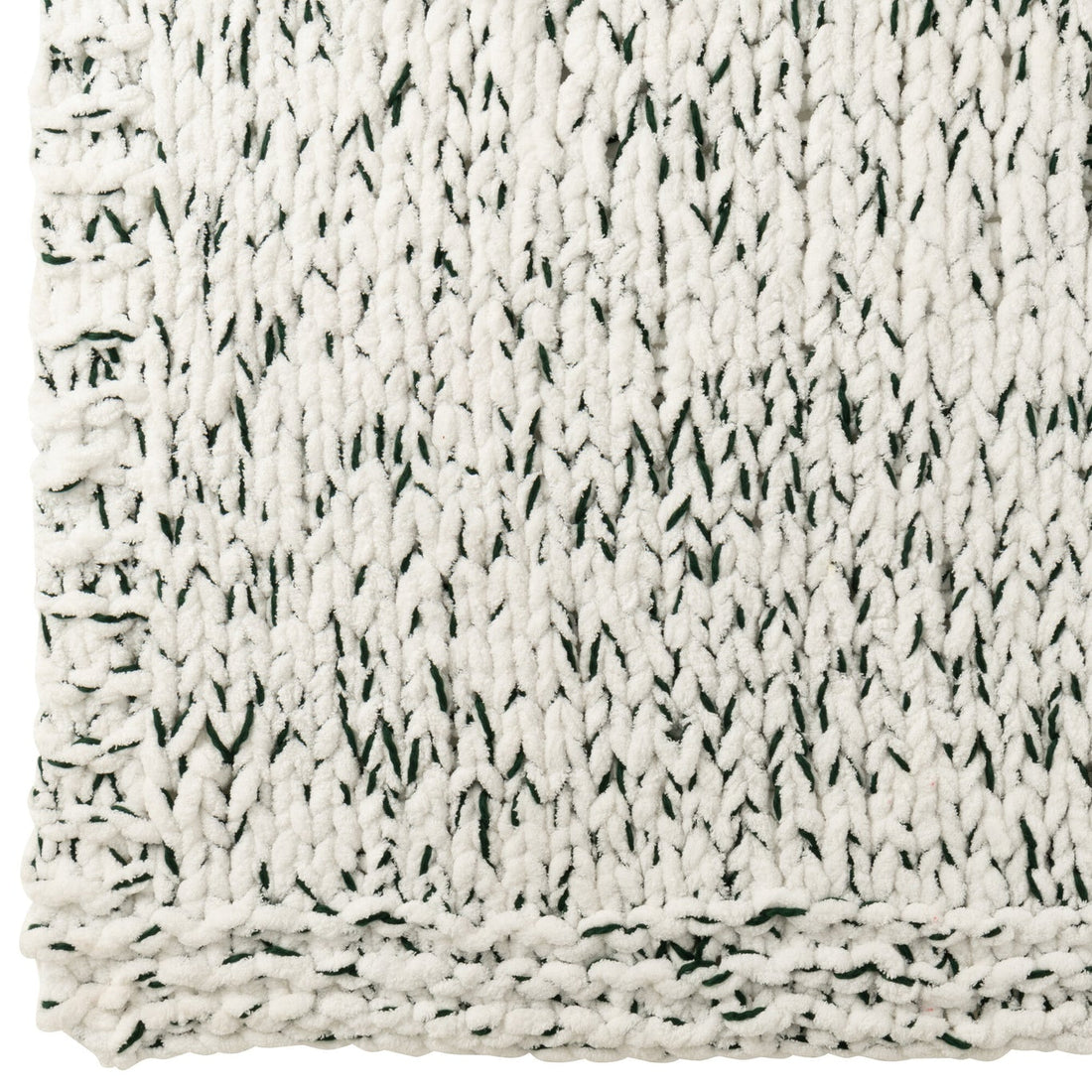 Blanket Gebreeën Polyester White/Dark Green J-Line