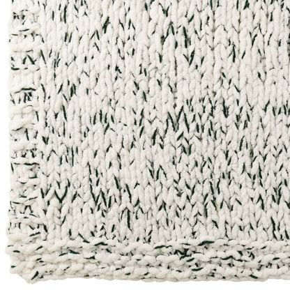 Blanket Gebreeën Polyester White/Dark Green J-Line