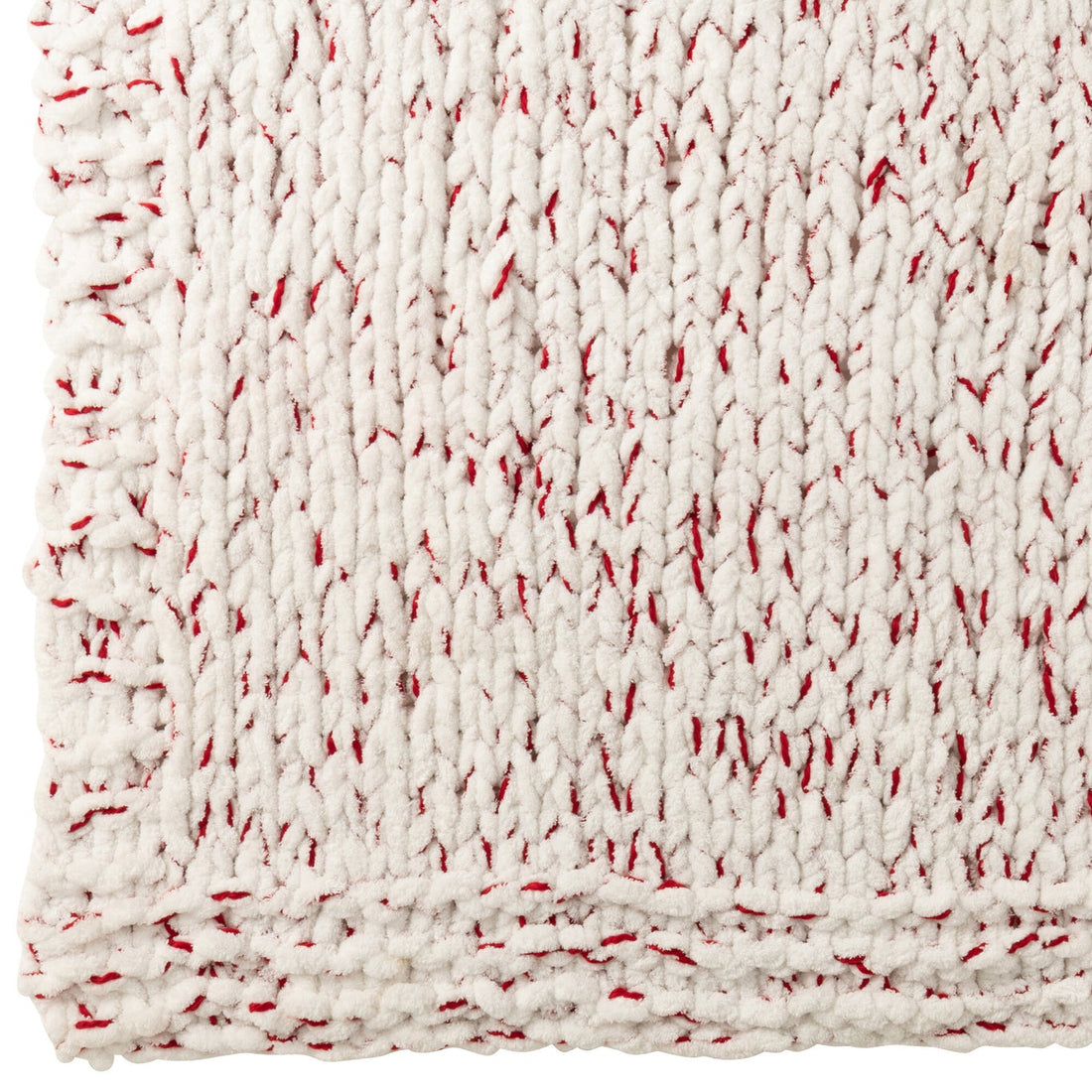 Blanket Gebreeën Polyester White/Christmas Red J-Line