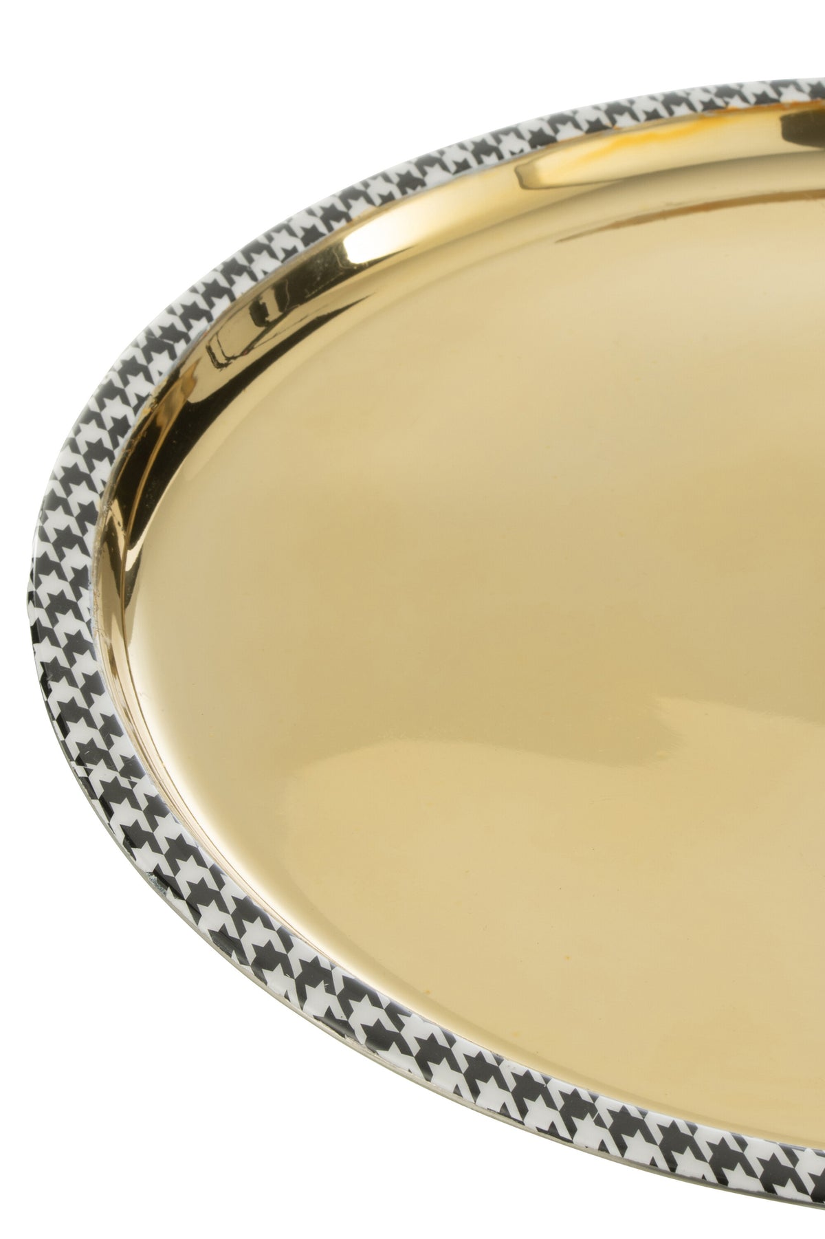 Round Pied-De-Poule Stainless Steel Gold-Colored Tray J-Line