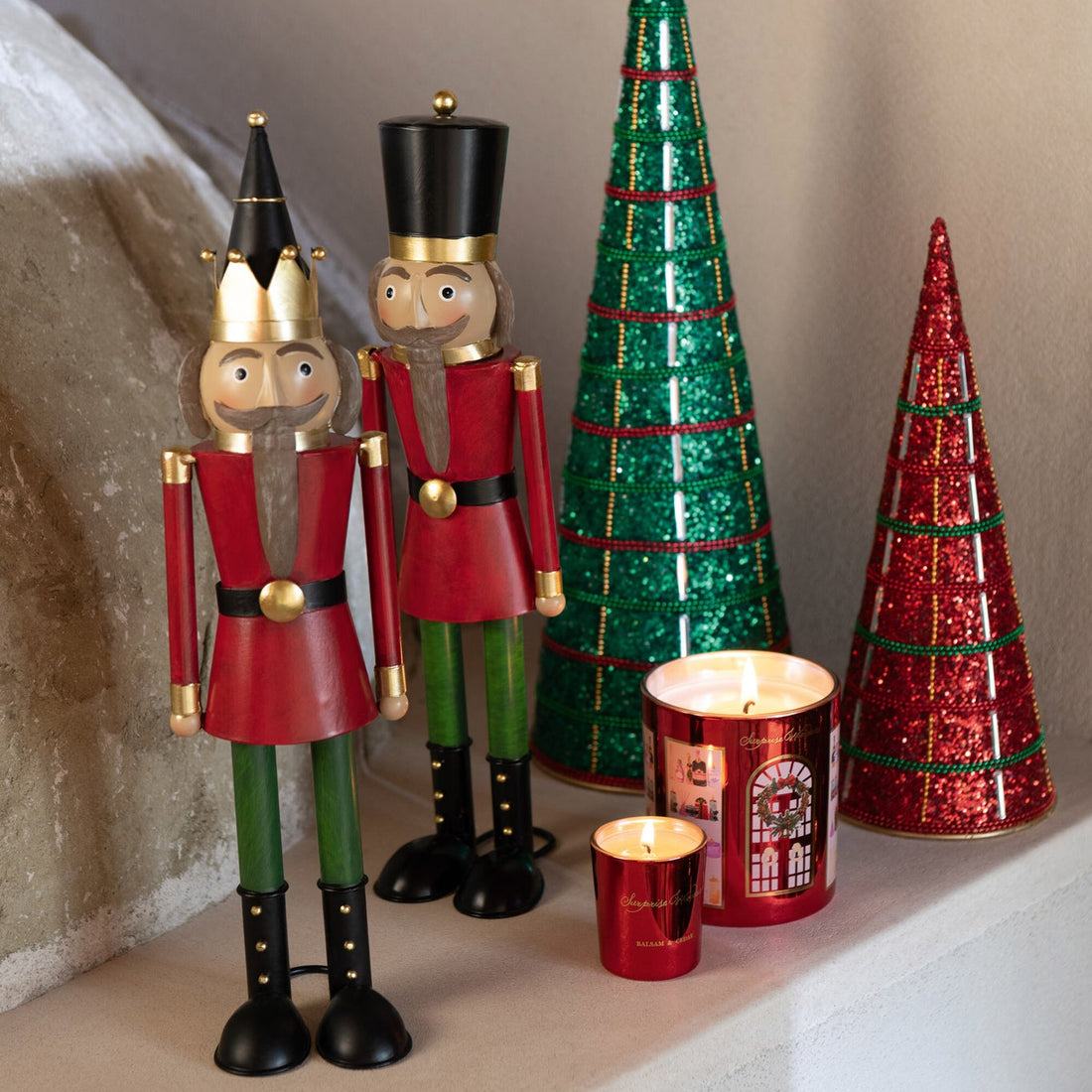 Nutcracker Moustache Metal Multicolor Small Set of 2 J-line