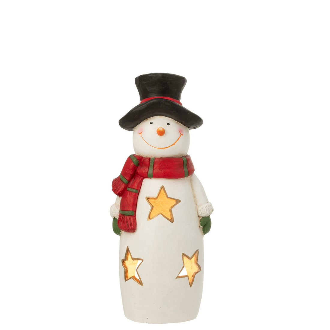 Tealight Holder Snowman Scarf + Hat Magnesium Multicolor Small J-Line