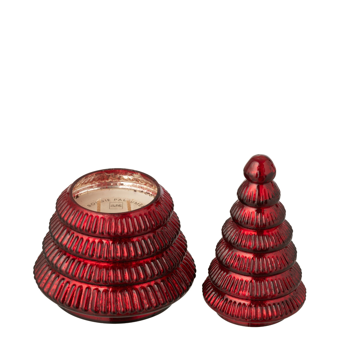 Scented Candle Tree Ribbed Glass Christmas Red Large J-Line