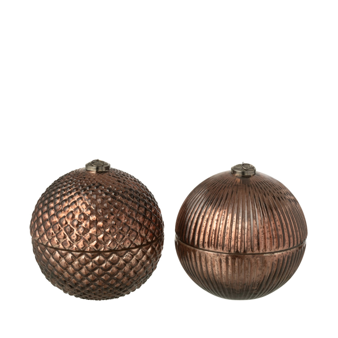 J-Line Large Set of 2 Brown Glass Christmas Bauble Scented Candles