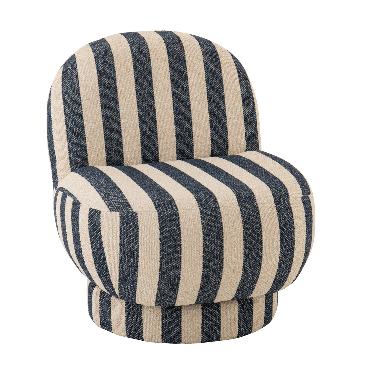 Lounge Chair Striped Fabric Blue/Off-White J-Line