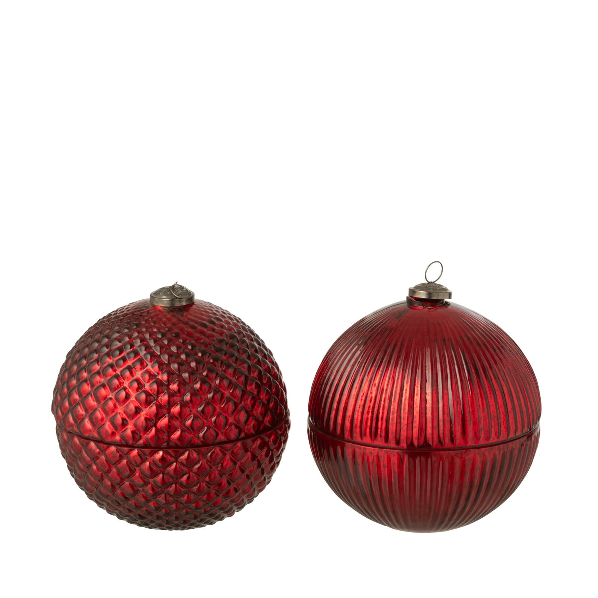 Scented Candle Christmas Bauble Glass Christmas Red Large Set of 2 J-Line