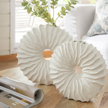 Ceramic Vase Sand Look White Medium J-Line