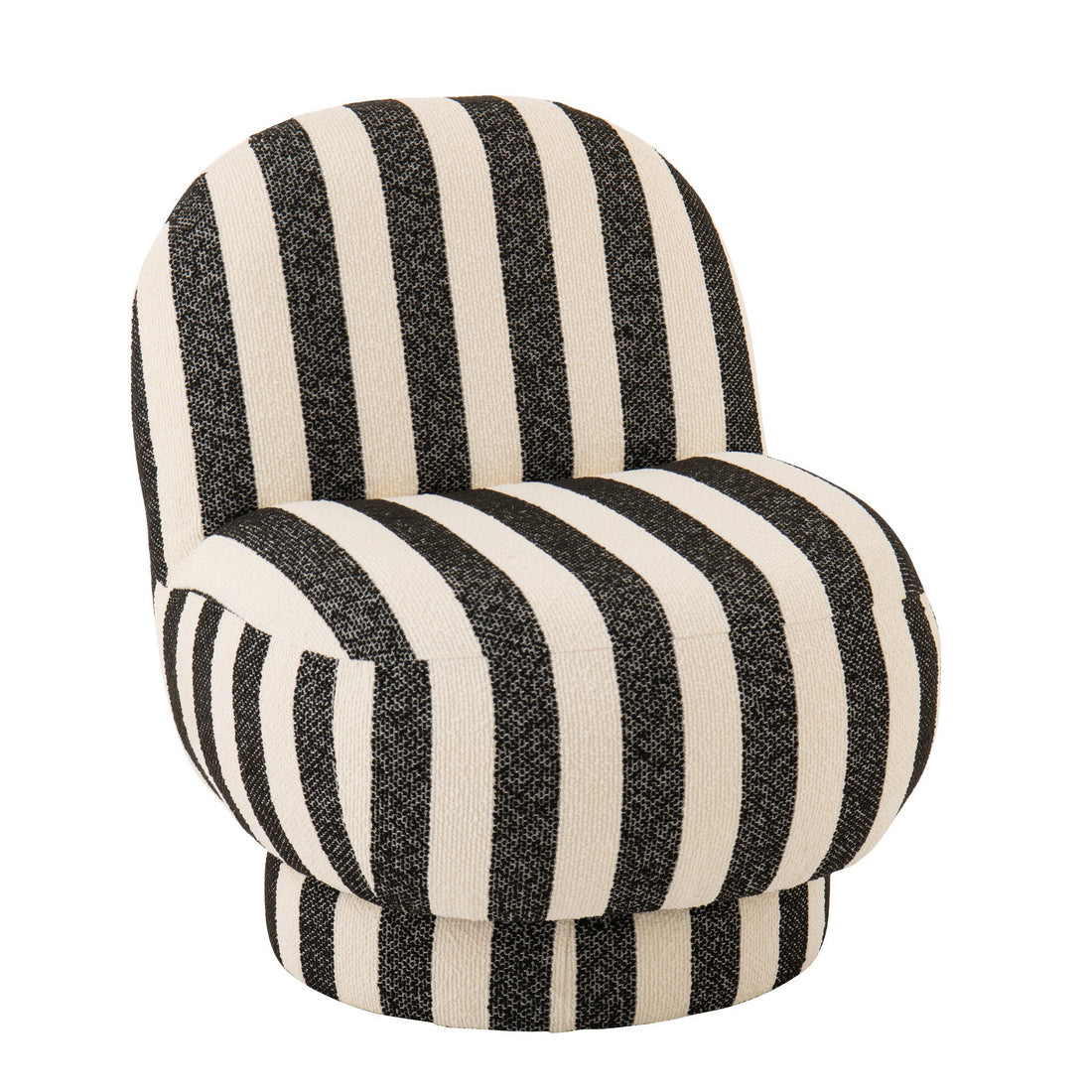 Lounge Chair Striped Fabric Black/Off-White J-Line
