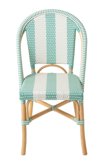 Chair Striped Rattan Light Blue/White J-Line