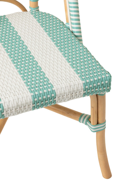 Chair Striped Rattan Light Blue/White J-Line