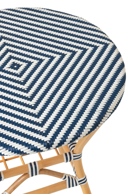 Outdoor Dining Table Geo Round Rattan Blue/White J-Line