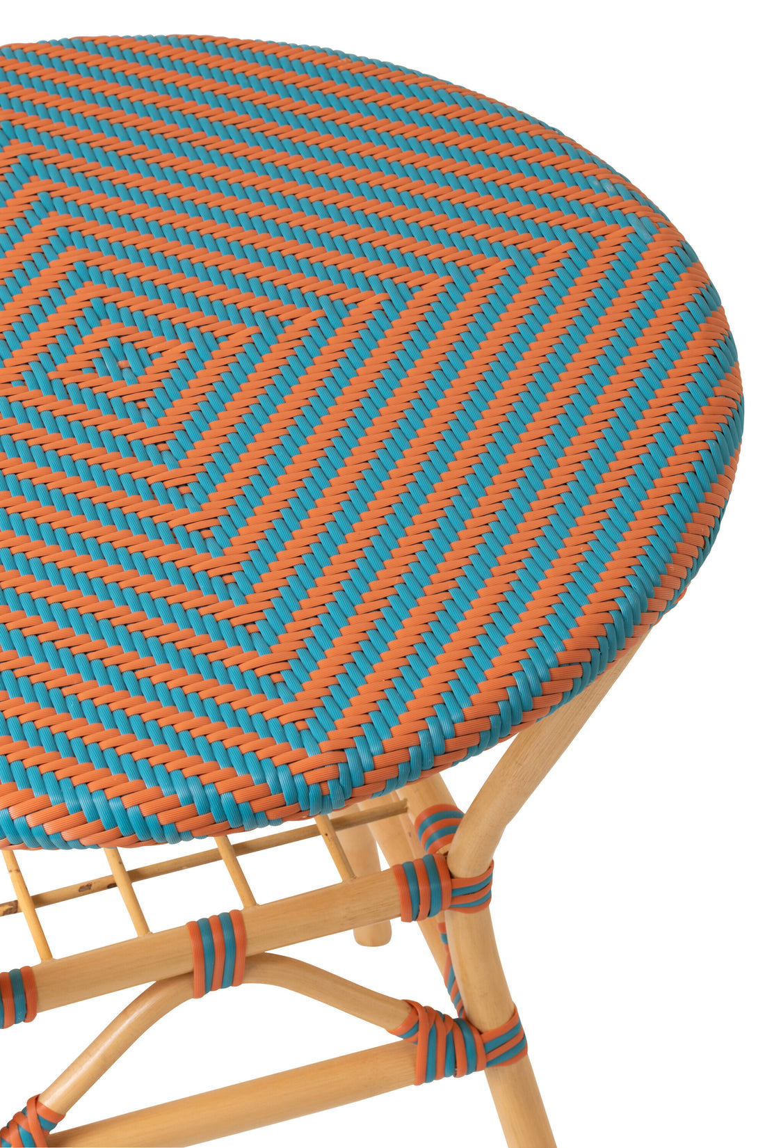 Outdoor Dining Table Geo Round Rattan Orange/Turquoise J-Line