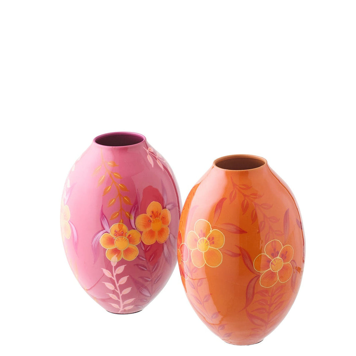 J-Line Assorted Small Metal Flower Vase in Pink/Orange, 2-Piece Set