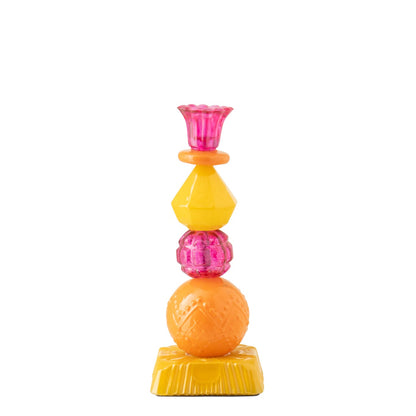 Candle Holder Glass Orange/Pink Small J-Line
