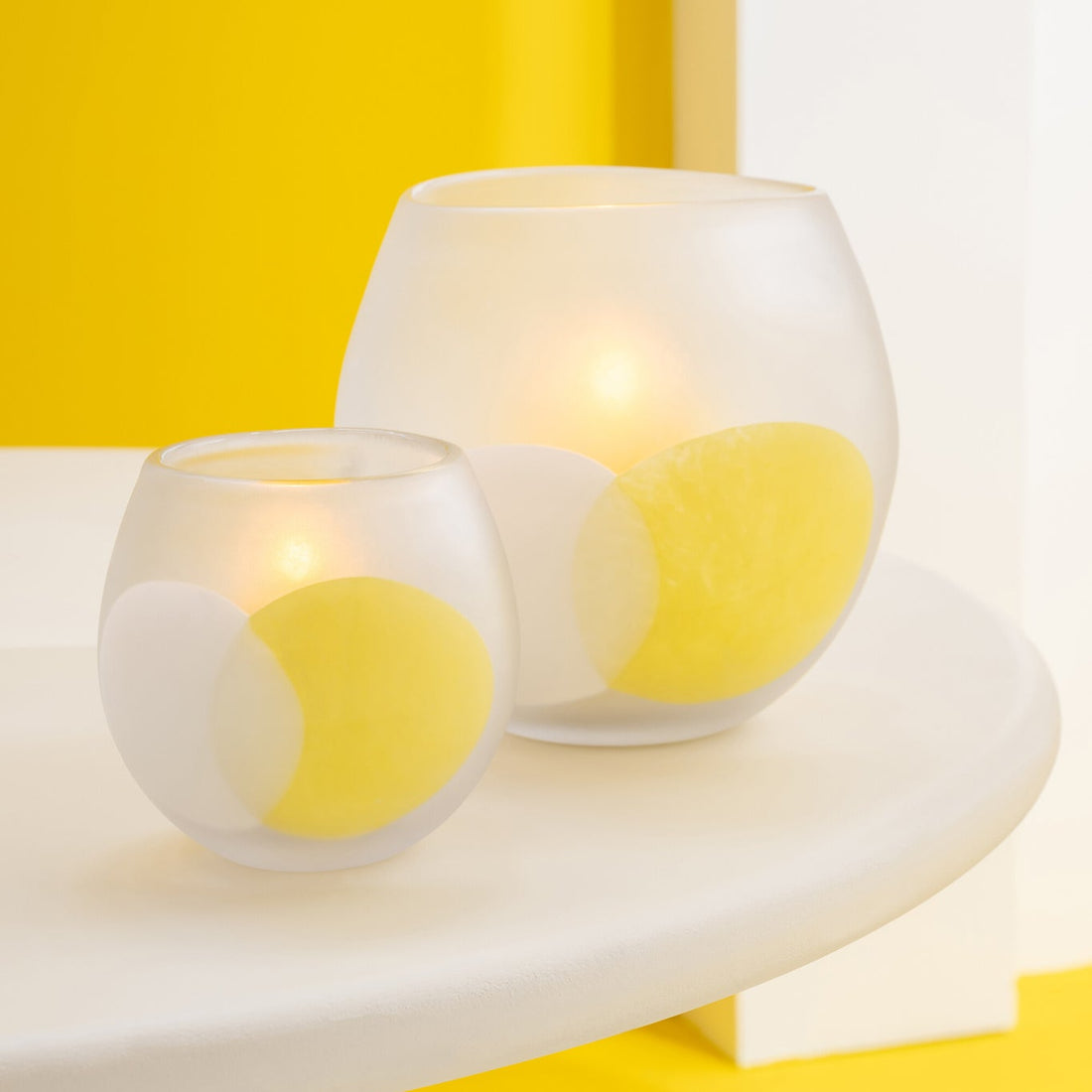 Glass Hurricane Lantern White/Yellow Large J-Line
