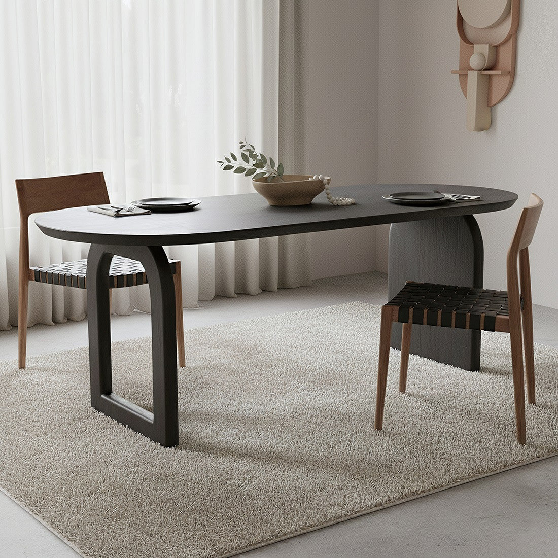 Bullnose Dining Table Mix Black 180cm Raw Materials