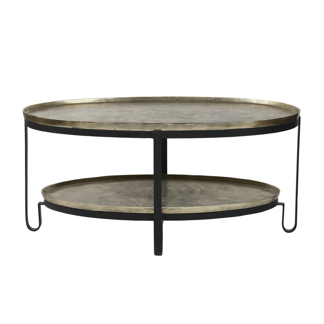 Kae Gold Aluminium Coffee Table 2 Tier Black Frame PTMD