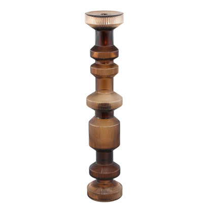 Galinda Brown Ribbed Glass Candlestick PTMD Set of 3