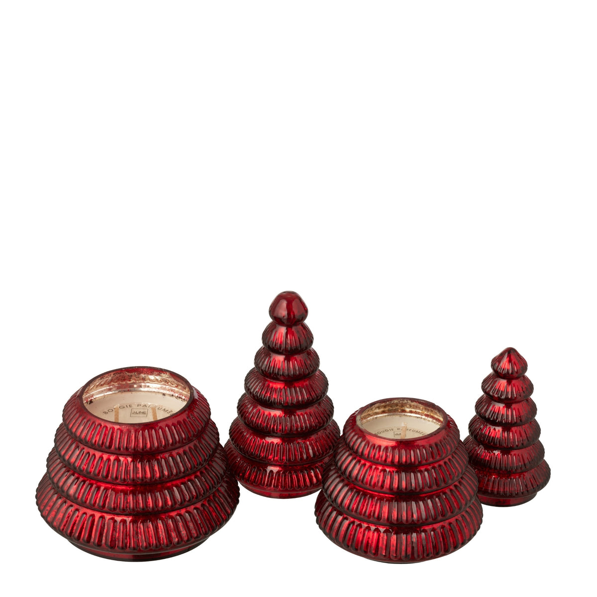 Scented Candle Tree Ribbed Glass Christmas Red Large J-Line