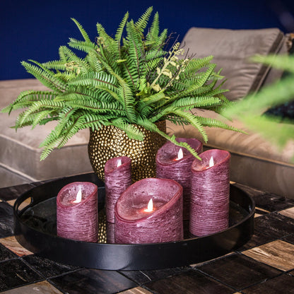 Set of 5 LED Candles Rustic Bordeaux PTMD