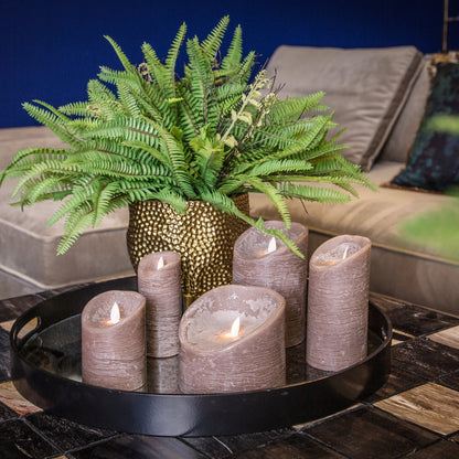 Set of 5 LED Candles Stone Brown PTMD