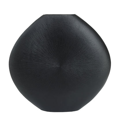 Tiro Black Aluminium Oval Pot Stripe Pattern PTMD