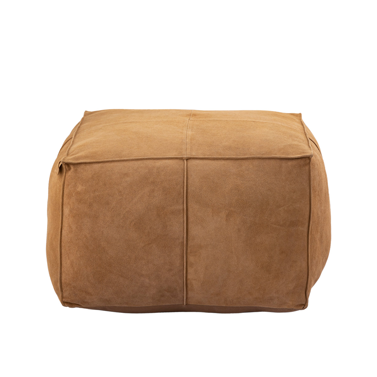 Marieke Camel Suede Leather Square Pouf PTMD