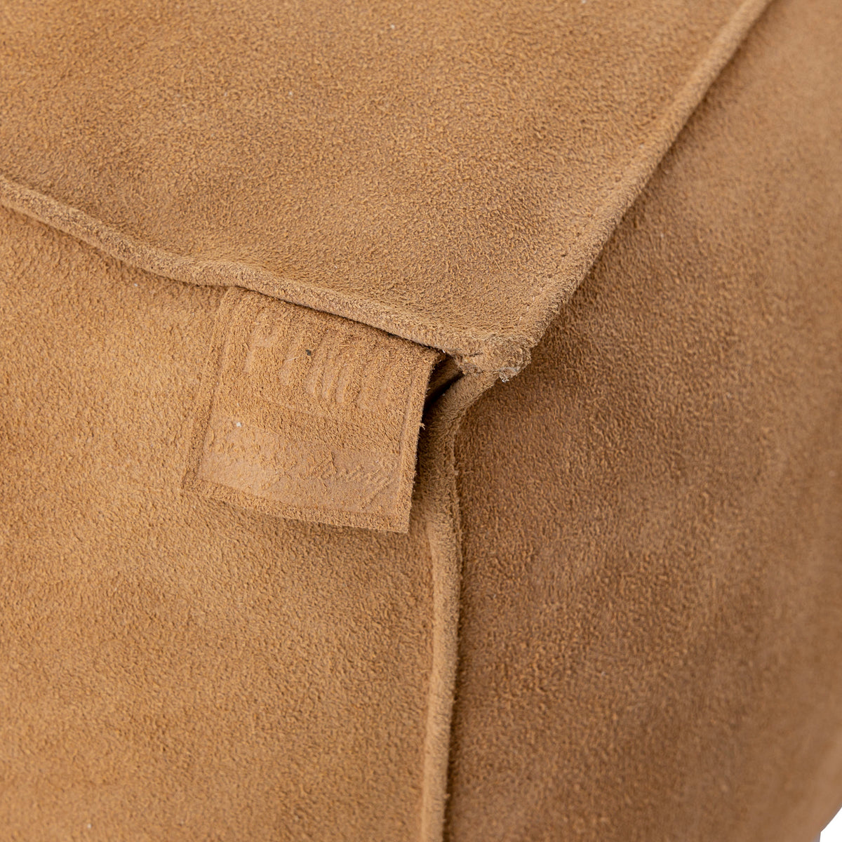 Marieke Camel Suede Leather Square Pouf PTMD
