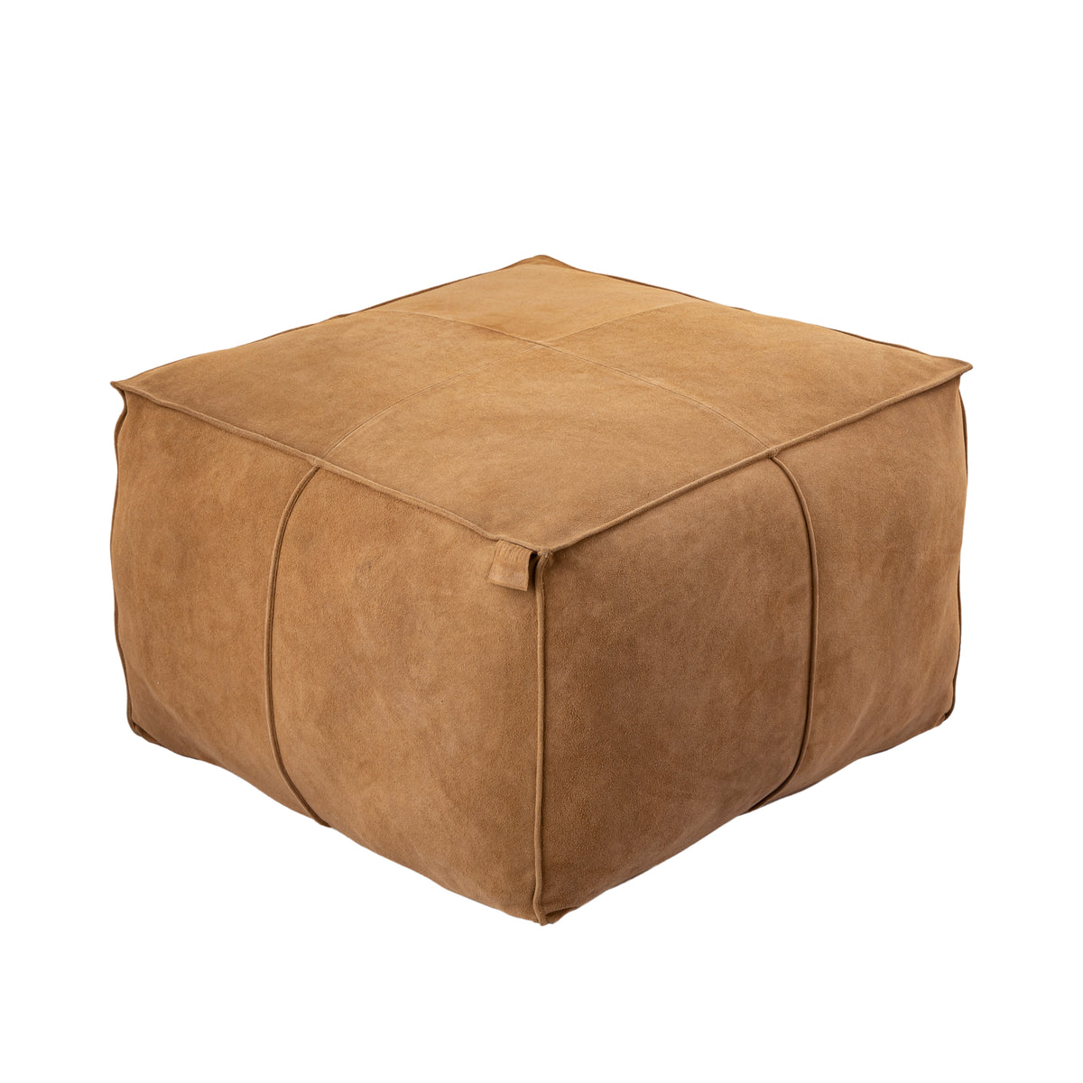 Marieke Camel Suede Leather Square Pouf PTMD