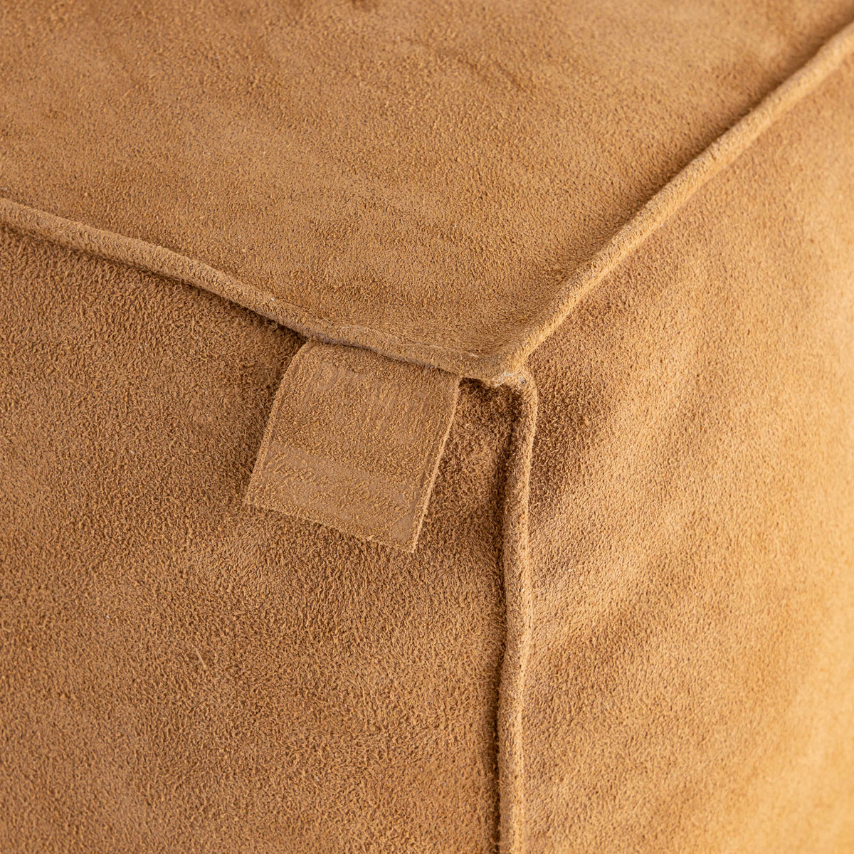 Marieke Suede Leather Pouf Rectangular Camel PTMD